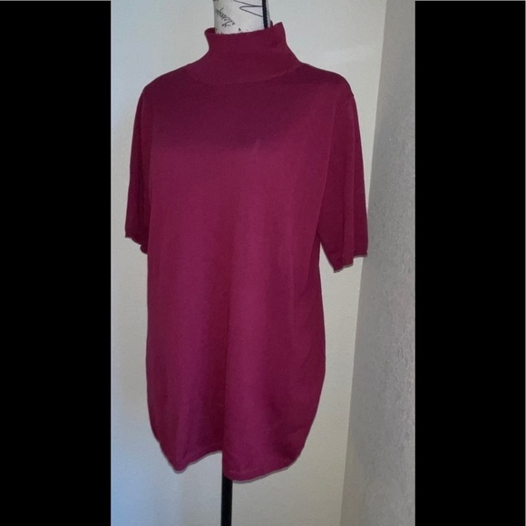 NWT-Jaclyn Smith burgundy short sleeve sweater - Picture 2 of 5